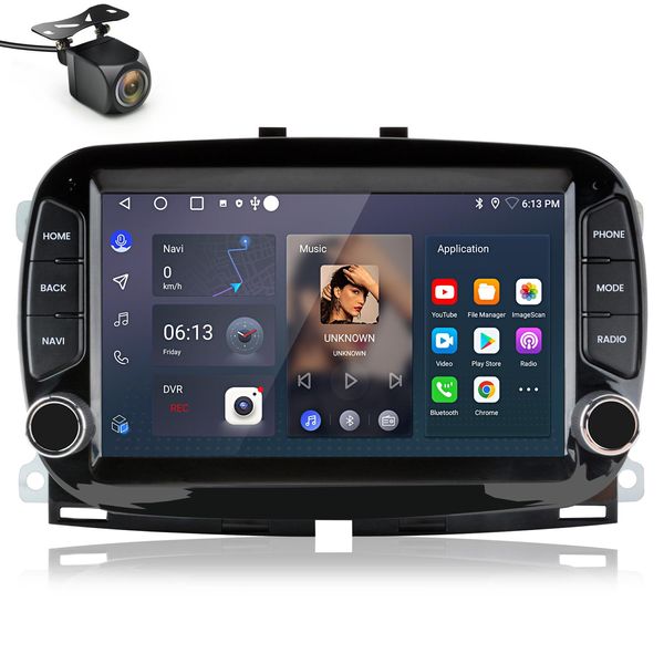 Per Fiat 500 2016-2019 7" Carplay Android 15 Autoradio Gps Navi Wifi Bt Fm Usb Dsp Swc Rds 2+64G"-image