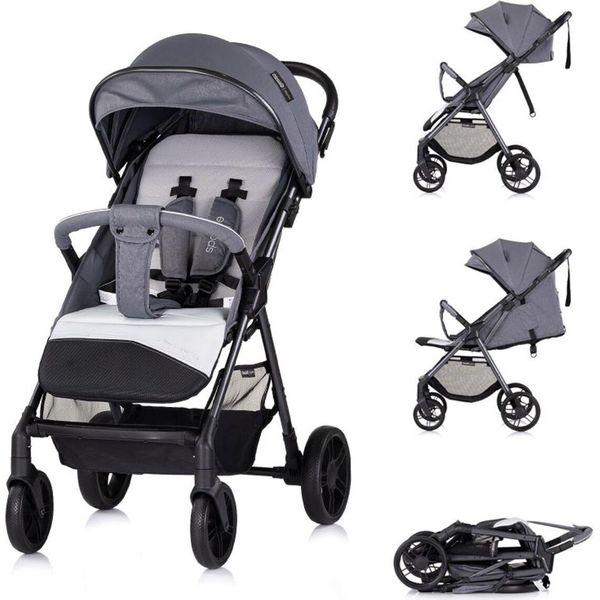 Chipolino Sparkle Carrozzina, Passeggino, Pieghevole, Maniglia Con Cinghia, Regolabile Grigio-image