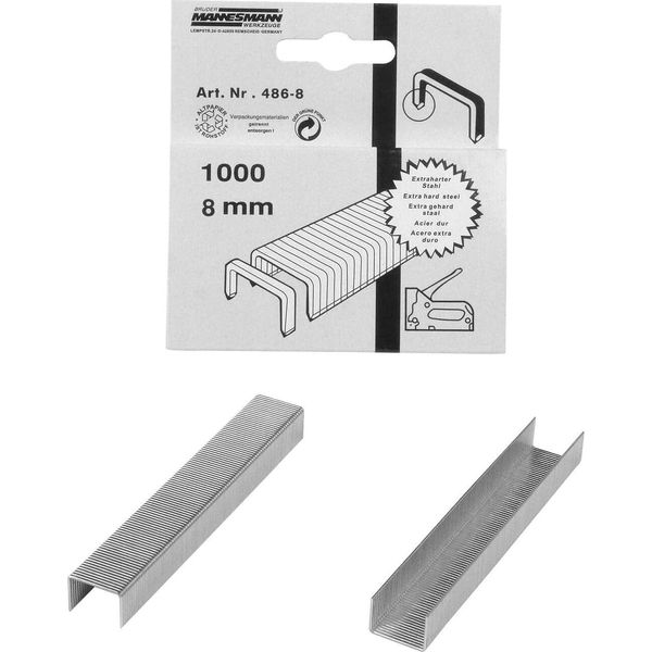 BrÜDer Mannesmann M 486-08 BrÜDer Mannesmann Heftklammern, 8 Mm, Verzinkt, 1.000 StüCk-image