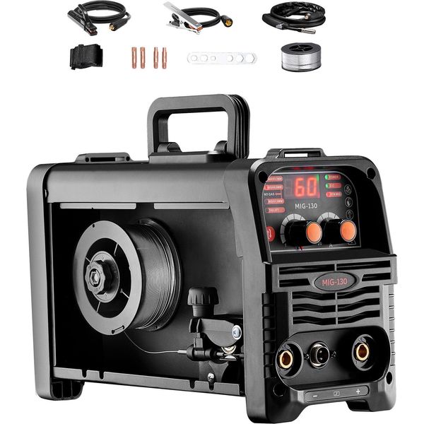 Saldatrice Mig Succebuy - Soluzione Versatile Per La Saldatura A 130 Amp. Questa Unità Portatile 3 In 1 Offre Saldatura Mig A Filo, A Bastone E Tig A Sollevamento. Con Tecnologia Inverter Igbt E Display Digitale-image