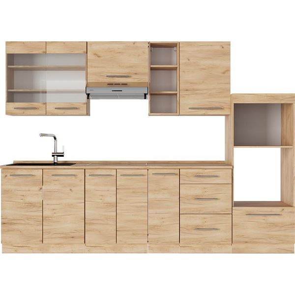 Vicco Cucina Componibile Fame-Line, 280 Cm Senza Piano Di Lavoro, Quercia Dorata/Quercia Dorata-image
