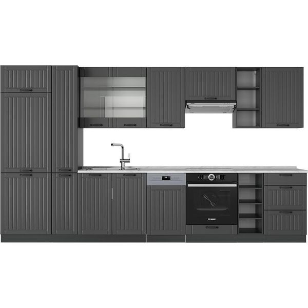 Vicco Cucina Componibile Fame-Line, 355 Cm , Pl Marmo, Grigio Scuro/Antracite-image