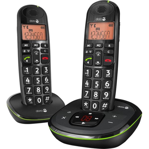 Doro Phoneeasy 105Wr Duo - Telefono Cordless Con Segreteria Telefonica + Id Chiamante - Dect\Gap - Nero + 1 Aggiuntivo(-image