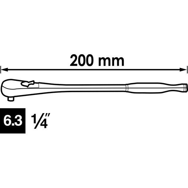 Cricchetto Reversibile A Denti Fini ∙ Versione Lunga ∙ V4944 ∙ Quadro Pieno Da 1/4 Di Pollice (6,3 Mm) ∙ 200 Mm-image