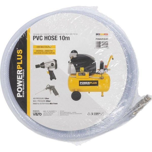 Tubo Flessibile Per Aria Compressa Powerplus 10 M Tubo Flessibile Per Compressore In Pvc Trasparente-image