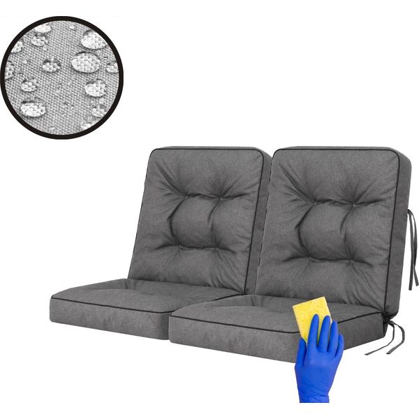 Set Di 2 Cuscini Da Giardino Pillowprim Venus - 120 Cm - Resistenti Alle Intemperie E Ai Raggi Uv - Per Esterni, Grafite-image