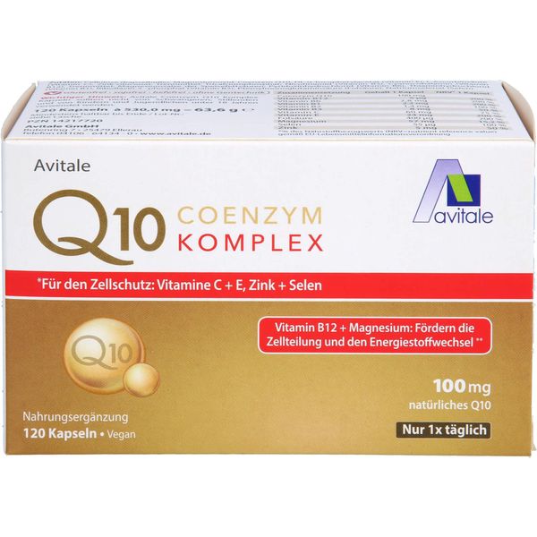 Avitale Coenzima Q10 Complex Capsule Con 100Mg, Puro Coenzima Q10 Vegetale, Vitamina C, 120 Capsule-image