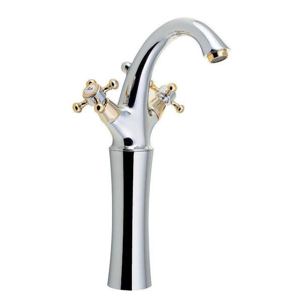 Sapho Reitano Rubinetteria Antea - Miscelatore Per Lavabo Con Bocca Di Erogazione, Altezza 300 Mm, Cromo/Oro 3272L-image