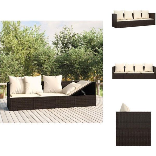 Vidaxl Lettino Da Esterno Con Cuscini In Poly Rattan Marrone - Lettini Prendisole-image