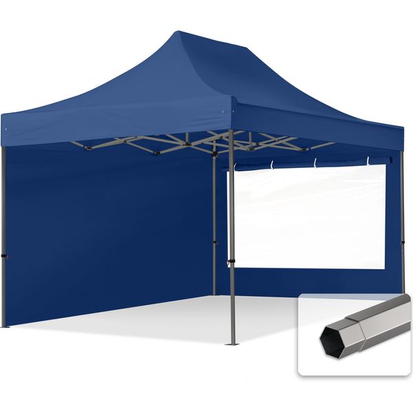 Toolport 3X4,5M Gazebo Pieghevole Con Laterali (Finestre Panoramiche), Premium Acciaio, Blu Scuro-image