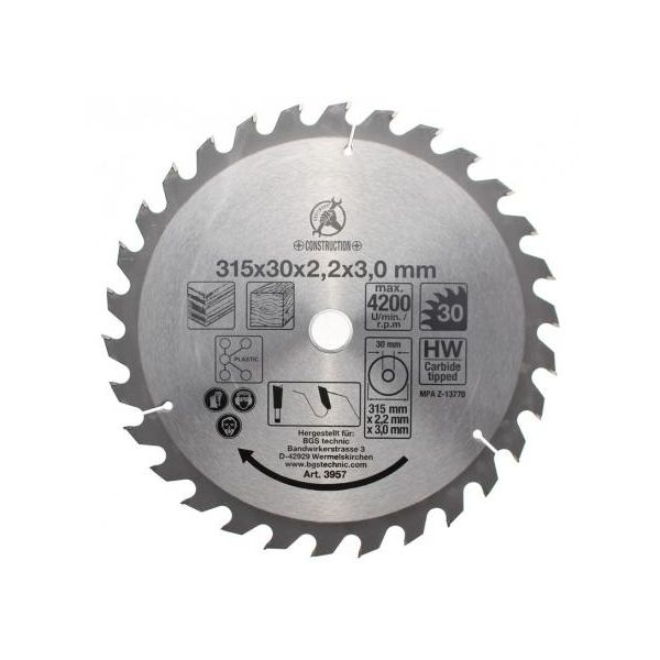 Lama Circolare In Metallo Duro | Ø 315 X 30 X 3,0 Mm | 30 Denti-image