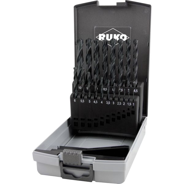 Set Di Punte Elicoidali Ruko Din 338 Tipo N Hss G In Valigetta Di Plastica (Abs) Taglio Destro Nero Ossidato-image