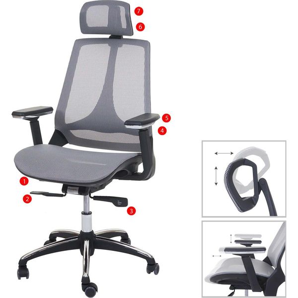 Sedia Da Ufficio HWC-A59, Sedia Da Scrivania, Funzione Scorrevole Tessuto/Tessuto ISO9001 ~ Grigio/Grigio-image