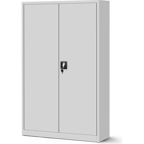 Armadio In Metallo Xxl Armadio Per Ufficio Armadio Per Archiviazione Armadio In Metallo Anta A Battente Lamiera D'acciaio Verniciatura A Polvere 185 Cm X 115 Cm X 40 Cm Colore: Grigio-image
