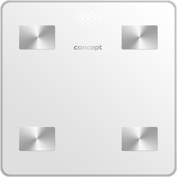 Concept VO4001 Bilancia Diagnostica In Vetro Con App Bilancia Digitale Per L'analisi Del Peso Corporeo Massa Muscolare Bmi Display Led Bluetooth Peso Fino A 180 Kg Nero-image