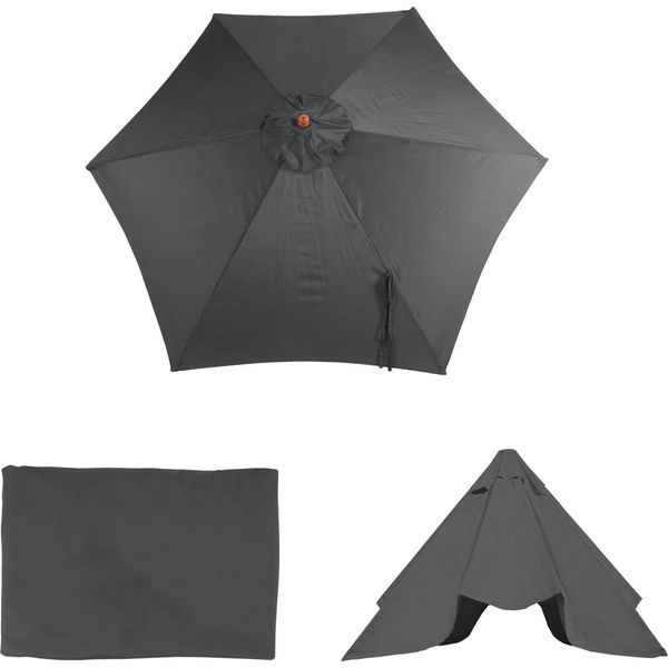 Copertura Di Ricambio Per Ombrellone Florida, Copertura Di Ricambio Per Ombrellone, Ø 3M Poliestere 6 Montanti ~ Antracite-image