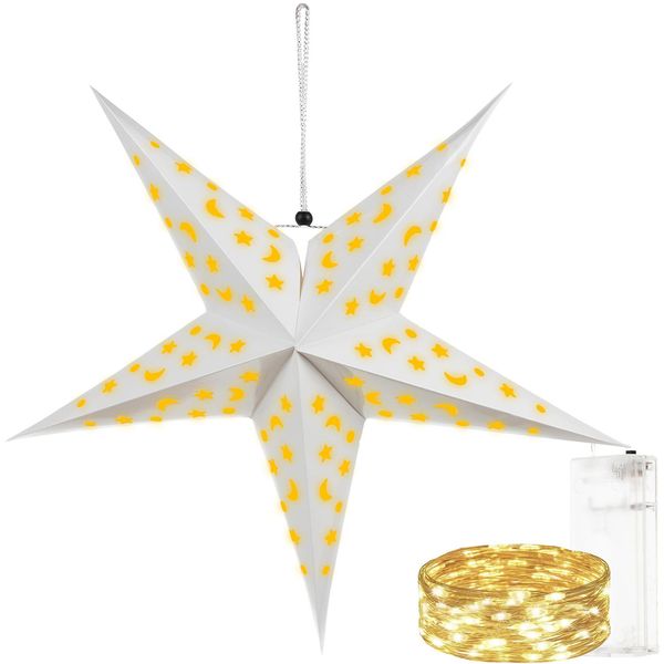 Stella Di Natale Di Carta Per Interni 3D 60Cm Illuminata Da Appendere 20076-image
