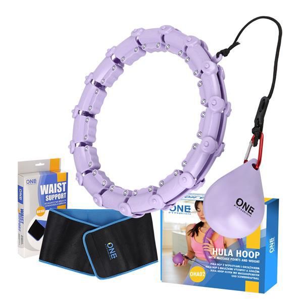 Set Di Hula Hoop Da Massaggio One Fitness OHA02 Con Pesi E Cintura Dimagrante BR160 Viola-image