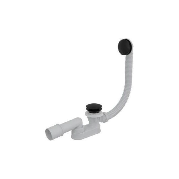 Set Di Scarico Alcadrain - Set Di Scarico E Troppopieno Per Vasca Da Bagno, Lunghezza 800 Mm, Click-Clack, Nero Opaco A507BLACK-80-image