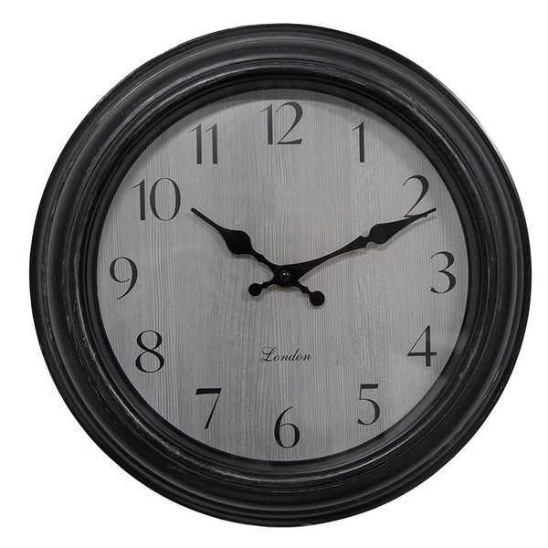 Orologio Da Parete Clayre & Eef Ø 30X4 Cm Nero Grigio Plastica-image