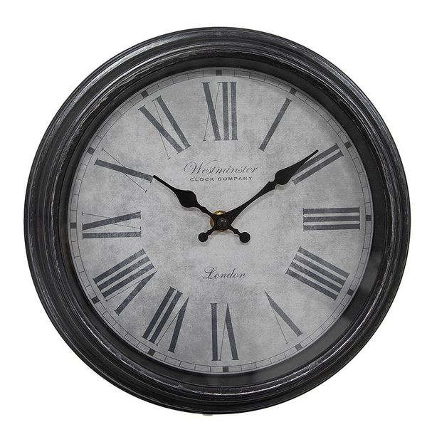 Orologio Da Parete Clayre & Eef Ø 25X4 Cm Nero Grigio Plastica-image