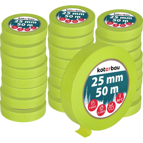 Kotarbau® Set Di 24 Nastri Per Mascheratura Al Neon Nastro Per Mascheratura Da 50 M Nastro Per Mascheratura Da 25 Mm Nastro Per Pittori Accessori Per Pittori Carta Crespa Verde Fluorescente Articoli Per La Pittura-image