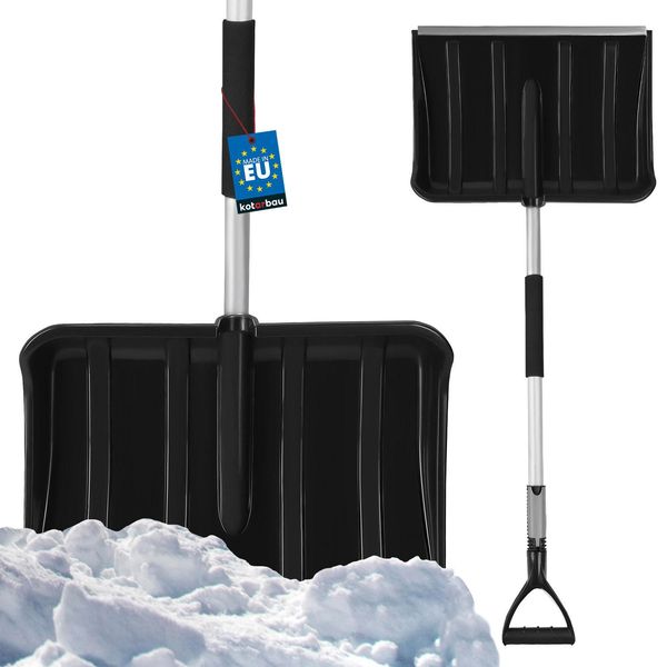Kotarbau® Pala Da Neve In Plastica 40 X 50 Cm Pala Da Neve Con Alluminio Manico Telescopico Ergonomico 122 - 156 Cm Nero Pala Da Neve Attrezzatura Per Lo Sgombero Della Neve Pala Da Neve Pale Da Neve Paletta Da Neve-image