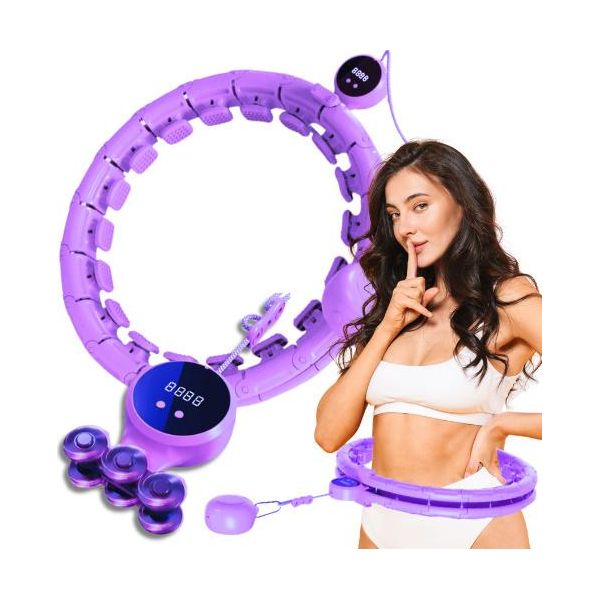 Hikey Smart Hula Hoop Per Adulti Con Peso E Manopole, Con Palla Di Peso, Per Dimagrire, Fitness, Hula Hoop 24 Nodi Che Non Cade-image