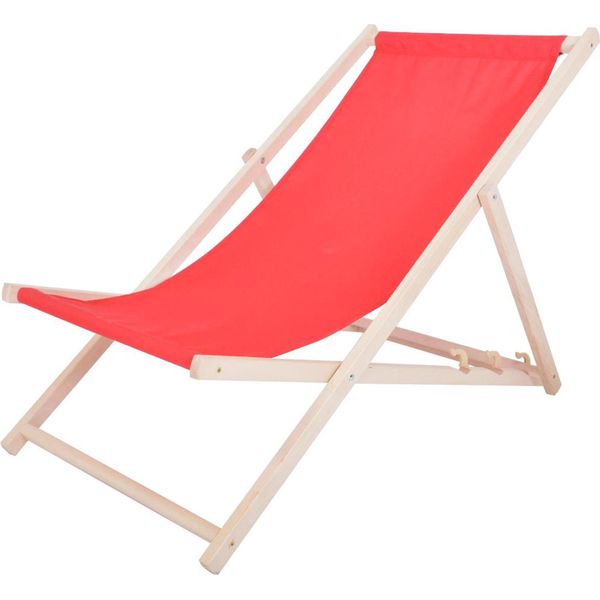Sdraio Da Giardino In Legno Rojaplast Bahama Poliestere Rosso-image