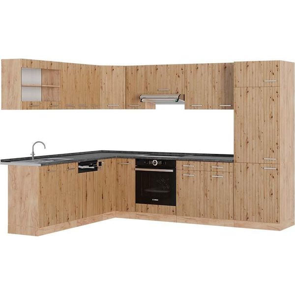 Vicco Cucina Angolare Completa R-Line, 227 X 287 Cm , Pt Antracite, Rovere Artigianale/Rovere Goldkraft-image