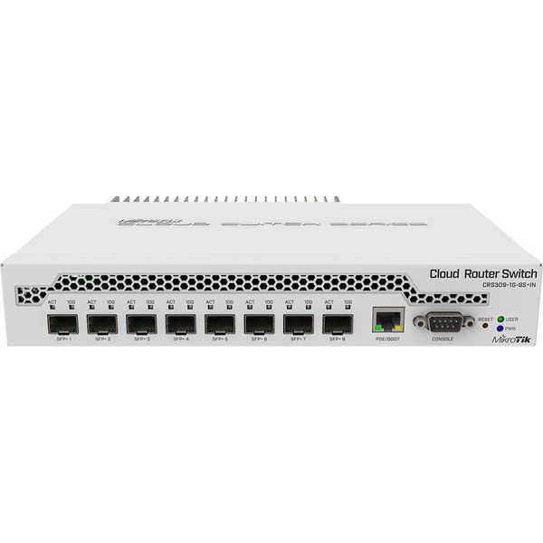 Mikrotik CRS309-1G-8S+ Managed Gigabit Ethernet (10/100/1000) Power Over Ethernet (Poe) Bianco (CRS309-1G-8S+IN)-image