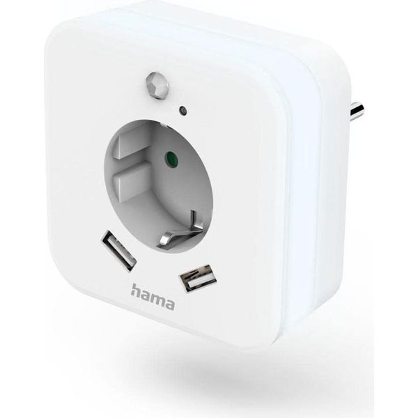 Hama Led-Nachtlicht Mit Steckdose, 2 Usb-AusgäNge, Bewegungs- Und Lichtsensor (00223498)-image