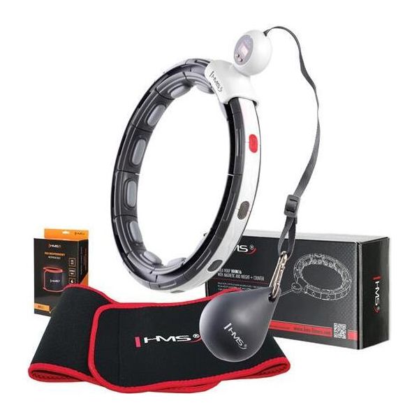 Set Di Hula Hoop Massaggianti Hms HHM15 Nero Con Pesi, Magneti E Contatore E Cintura Dimagrante BR163-image