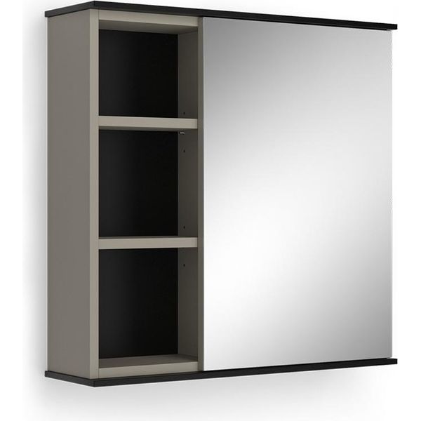 Vicco Specchio Contenitore Bagno Joli, 60 X 60 Cm Con Specchio, Grigio/Nero-image