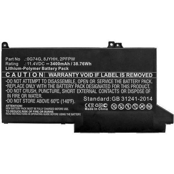 Coreparts Laptop Battery 38.76Wh Li-Polymer 11.4V 3400Mah - Batterie - 3.400 Mah (8JYHH-CP)-image