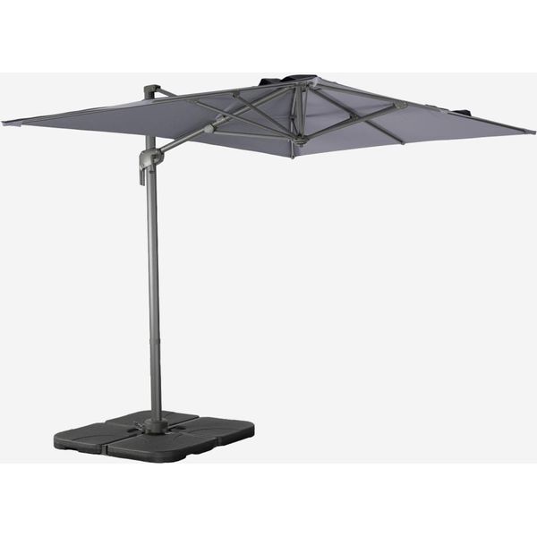 Ombrellone Decentrato Rettangolare 3X4M + Set Di 4 Piastrelle 50Cm, Grigio-image