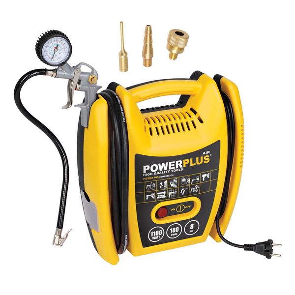 Compressore Aria Compressa 8 Bar 1,5 Cv Con Tubo Flessibile Per Aria Compressa Ugelli Della Pistola Senza Olio-image