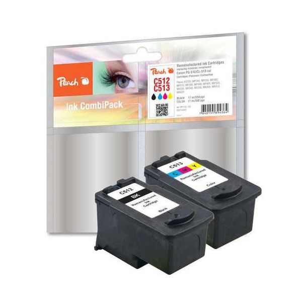 Peach PI100-160 - Inchiostro A Base Di Pigmento - Nero - Ciano - Magenta - Giallo - Canon - Multi Pack - PG-512 - CL-513 - Stampa Inkjet-image