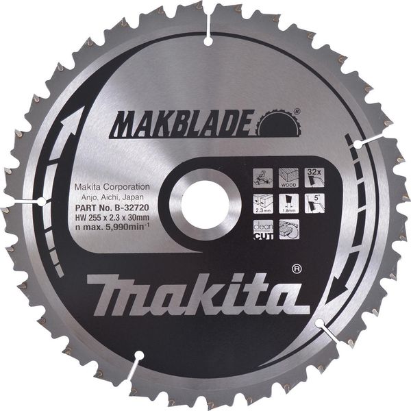 Lama Circolare Makita Tct, Makblade, Tct Tct - 255 X 30 Mm - 32 Denti - Legno-image