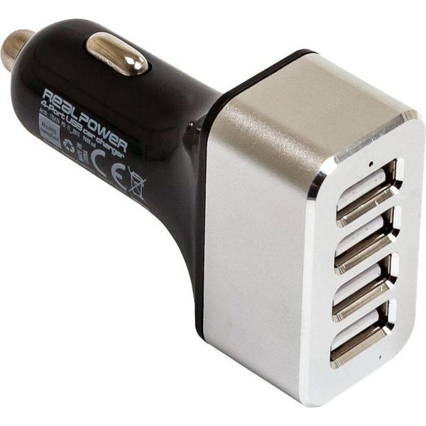 Realpower Realpower 176636 Caricatore Per Dispositivi Mobili Smartphone, Tablet Nero, Argento Accendisigari Auto-image
