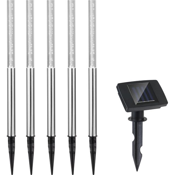 Deuba 5X Illuminazione Solare Led Faretti Da Giardino Sensore Crepuscolare Luce Bianca Fiaccole-image