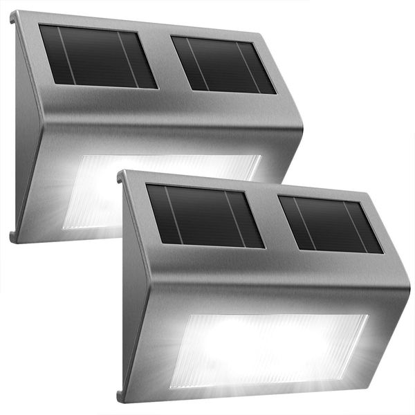 Deuba® 2X Lampada Da Parete A Led A Energia Solare Con Sensore Crepuscolare Da Giardino Impermeabile Esterno Vialetto-image