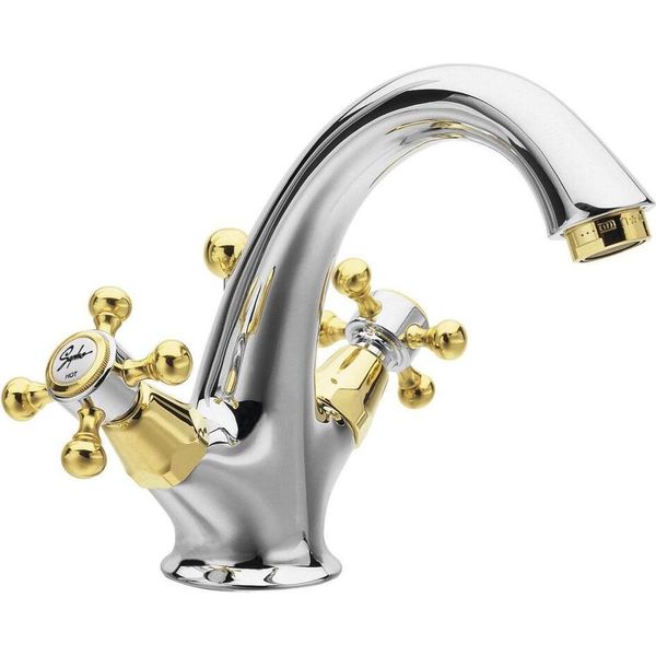 Sapho Reitano Rubinetteria Antea - Miscelatore Per Lavabo Antea Con Bocca Di Erogazione, Cromo/Oro 3272-image