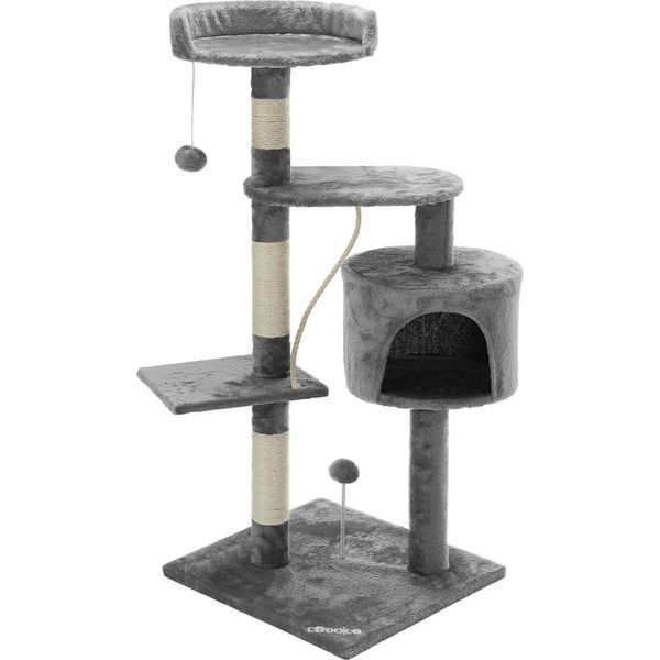 Cadoca Albero Tiragraffi 112 Cm 3 Piattaforme 1 Cuccia Per Gatti 2 Palline 1 Corda Da Gioco Affila Unghie Gatto-image
