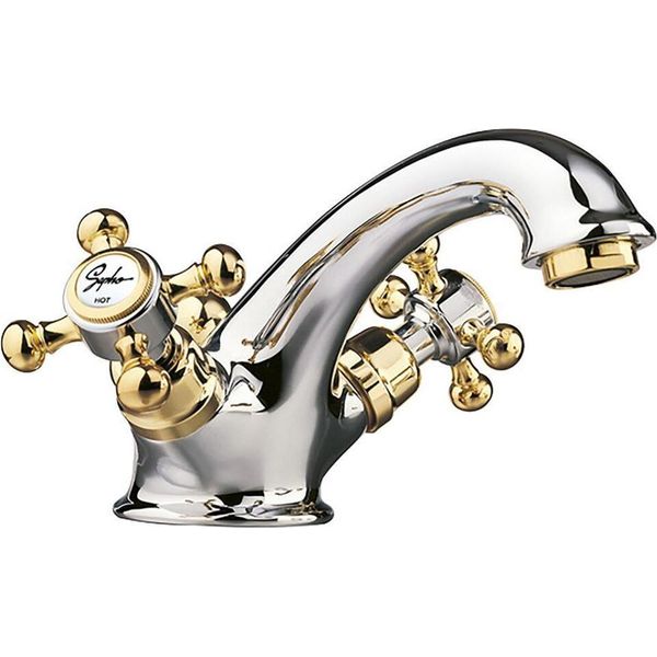 Sapho Reitano Rubinetteria Antea - Miscelatore Da Lavabo Con Bocca Di Erogazione, Cromo/Oro 3172-image
