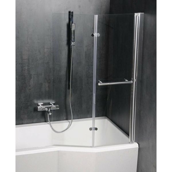 Schermo Da Bagno Pieghevole Odessa, L. 970 Mm, Argento, Vetro Trasparente-image