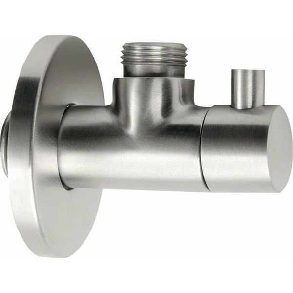 Sapho Minimal - Valvola Ad Angolo Con Rosetta, 1/2" X 3/8"" Per Acqua Calda, Acciaio Inox MI058T"-image