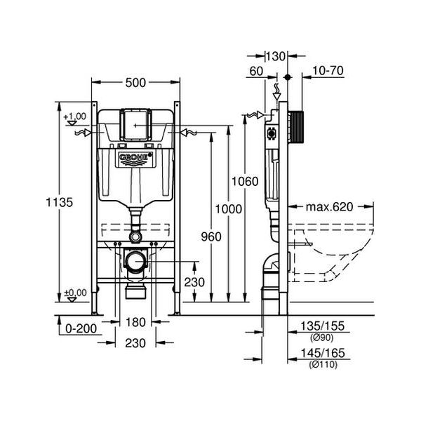 Grohe 38840000 Elemento Wc Rapid Sl Project 38840 Altezza Di Installazione 1,13 M-image