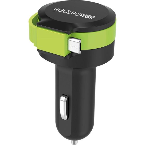 Realpower Realpower 257635 Caricatore Per Dispositivi Mobili Universale Nero, Verde Accendisigari Auto-image