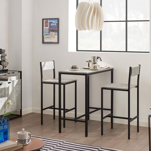 Sobuy OGT03-HG Set Tavolo Da Bar 3 Pezzi Tavolo Da Pranzo Tavolo Da Bistrot Mobili Da Balcone Mobili Da Bistrot-image